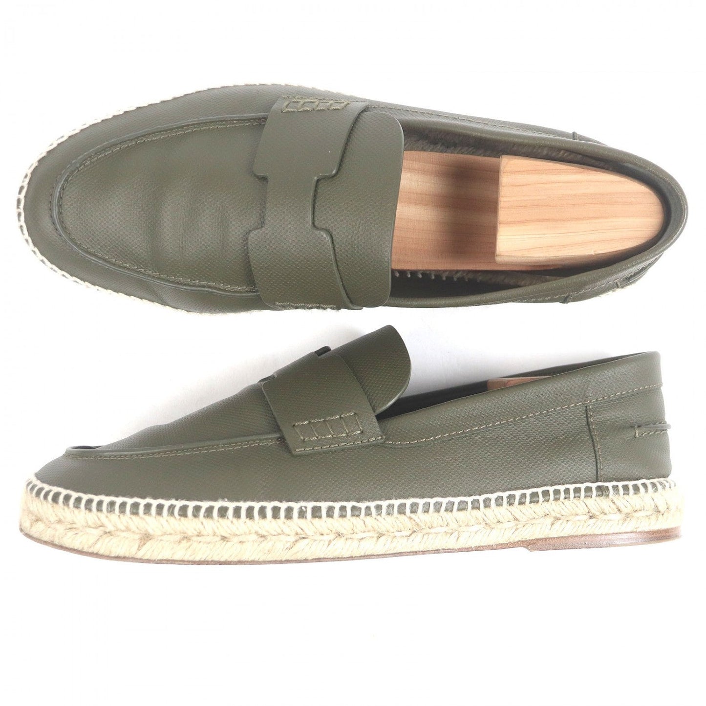 HERMES Moccasin leather khaki Trip 41