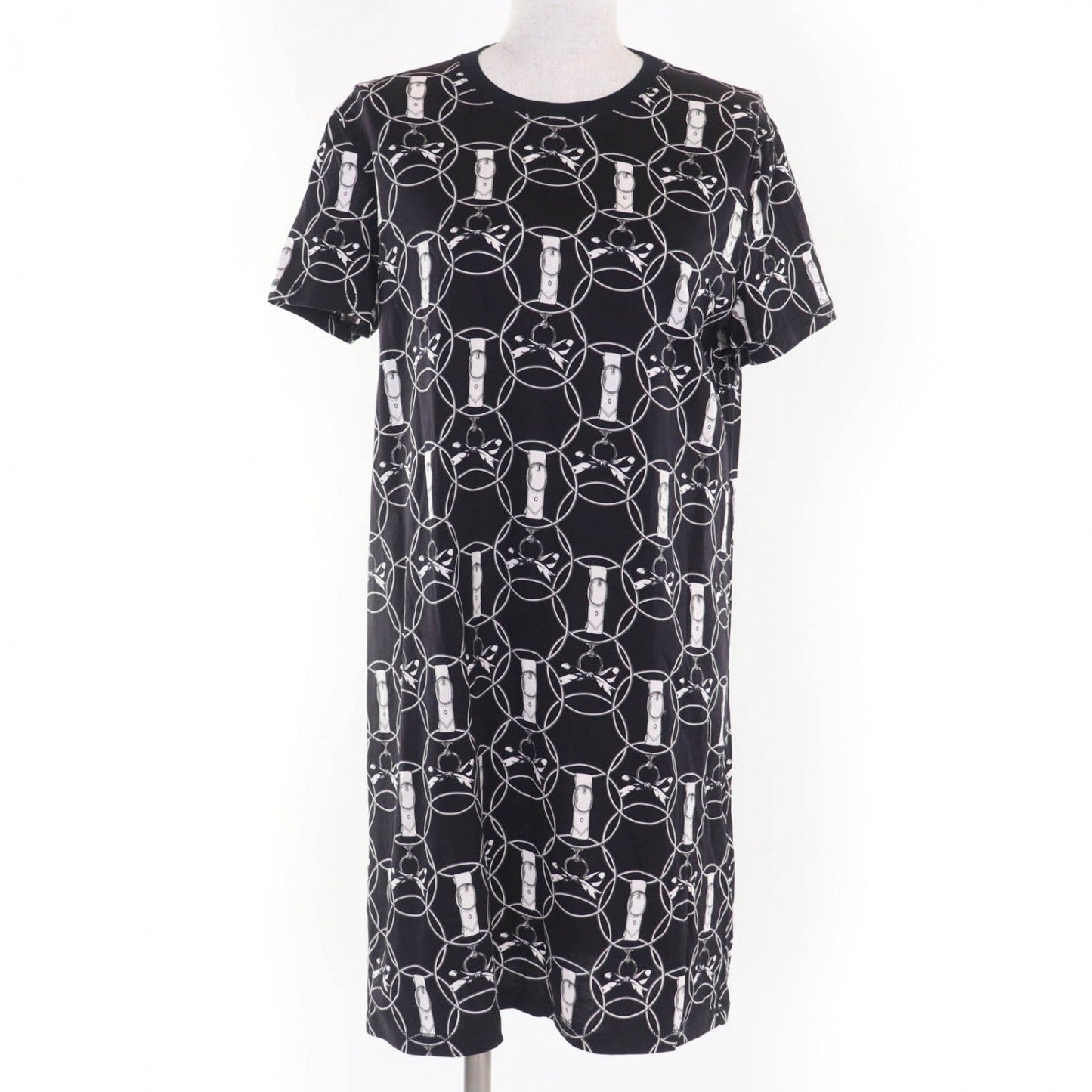 HERMES one piece 2H4508DB cotton black La Promenade du Matin Morning walk 38