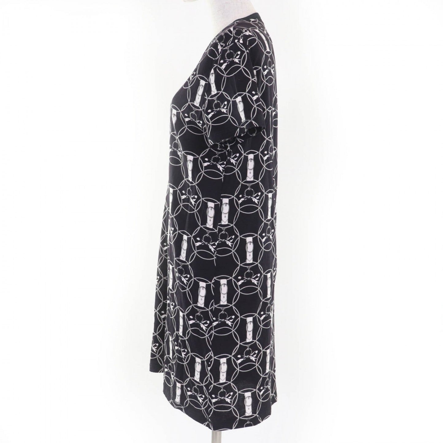 HERMES one piece 2H4508DB cotton black La Promenade du Matin Morning walk 38