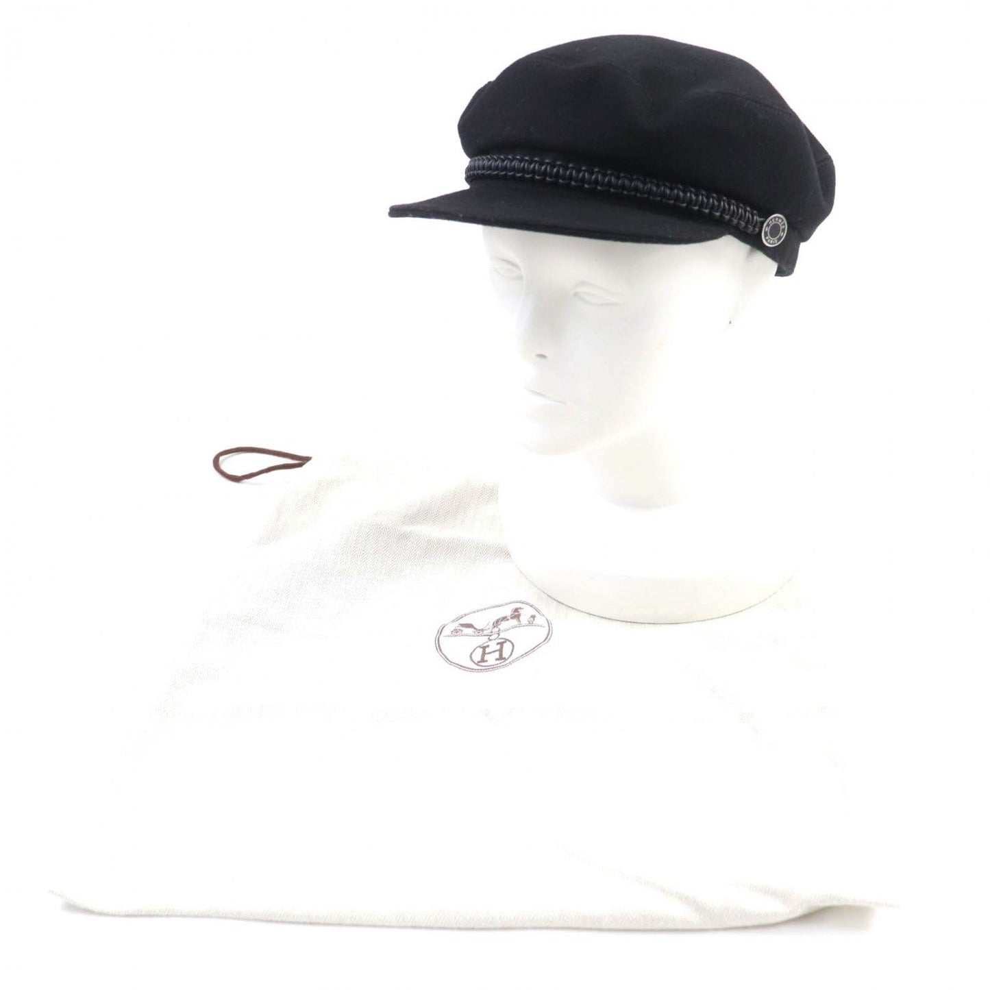 HERMES Casquette cashmere black Deauville 58