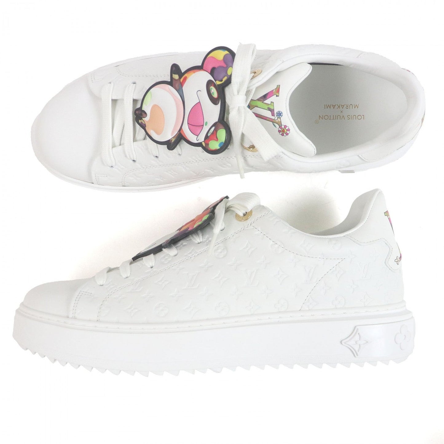 LOUIS VUITTON Low cut sneakers 1AGZGR leather white Timeout line 42