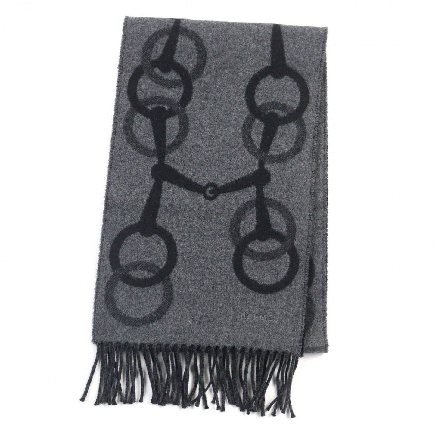 HERMES Scarf cashmere Flannel Gris Cine Clair Any Mall