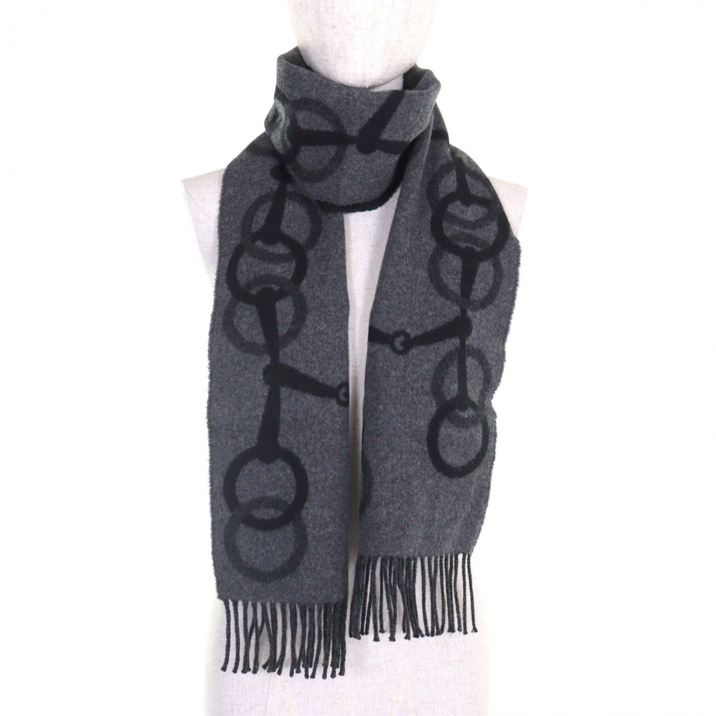 HERMES Scarf cashmere Flannel Gris Cine Clair Any Mall