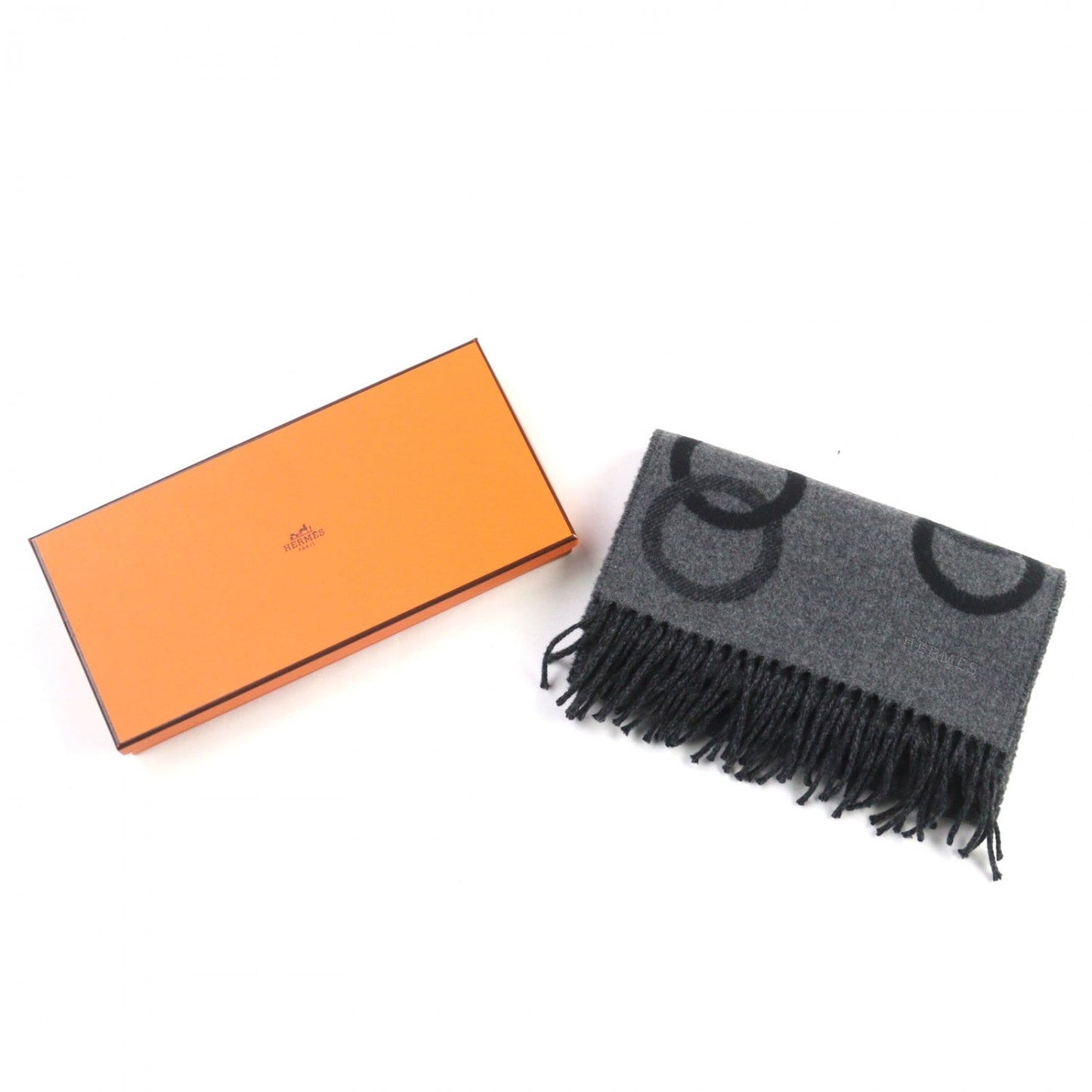 HERMES Scarf cashmere Flannel Gris Cine Clair Any Mall