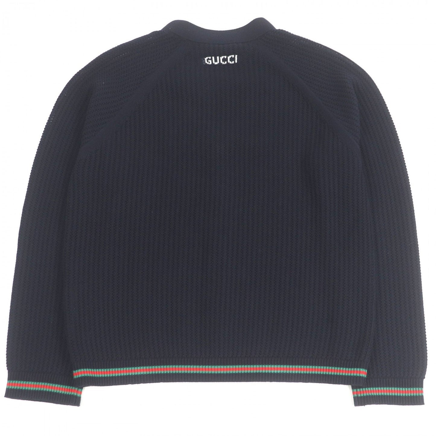 GUCCI cardigan 788009 cotton Navy Cotton jersey knit cardigan with Web stripe L