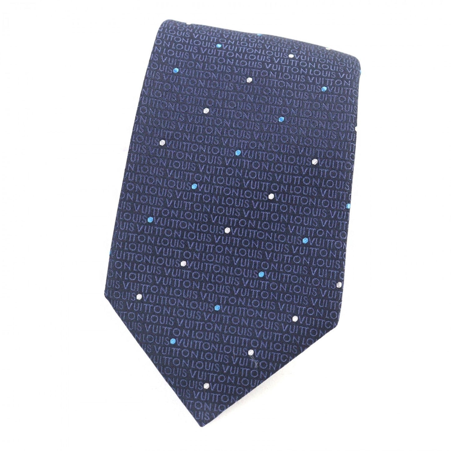 LOUIS VUITTON tie M78045 silk Navy type Cravate LV Signature 148Ã7cm