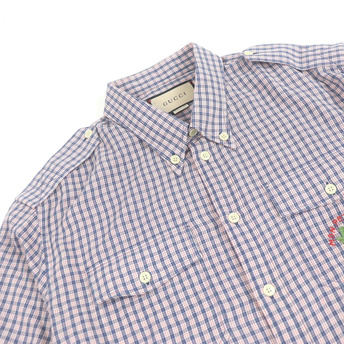 GUCCI Short sleeve shirt 654883 cotton Red blue 50