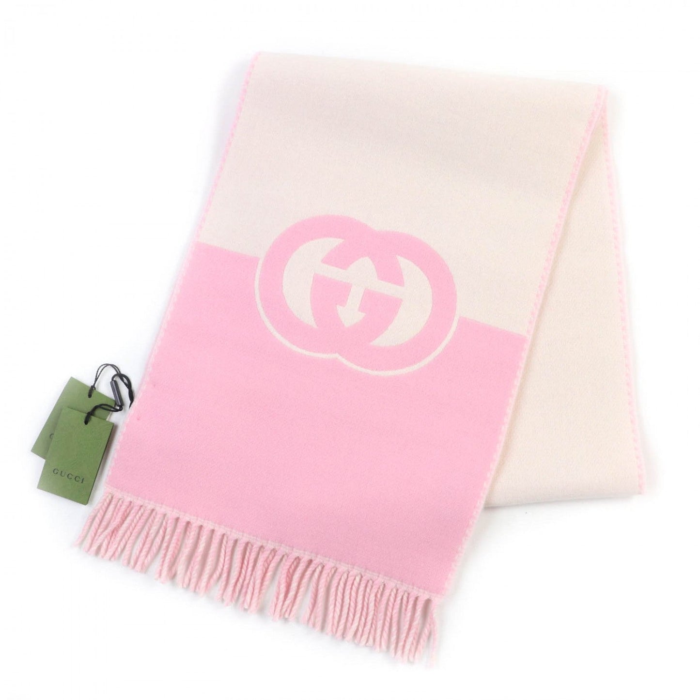 GUCCI Scarf 715497 wool Ivory pink 33Ã200cm