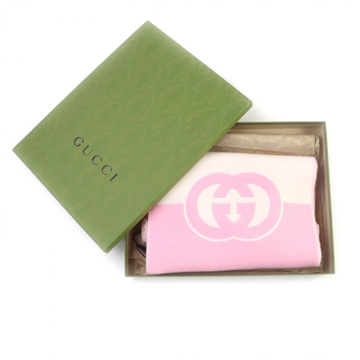 GUCCI Scarf 715497 wool Ivory pink 33Ã200cm