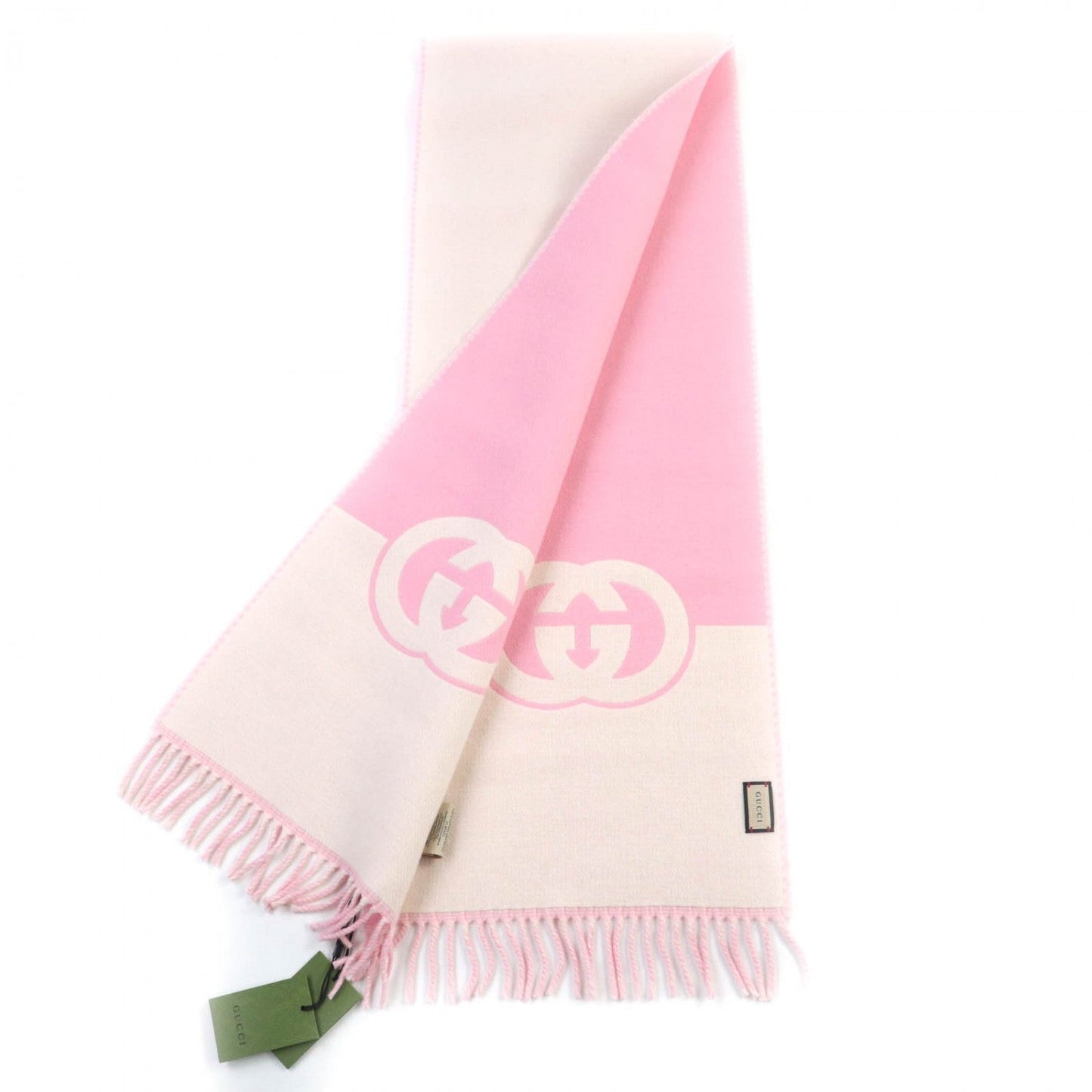 GUCCI Scarf 715497 wool Ivory pink 33Ã200cm