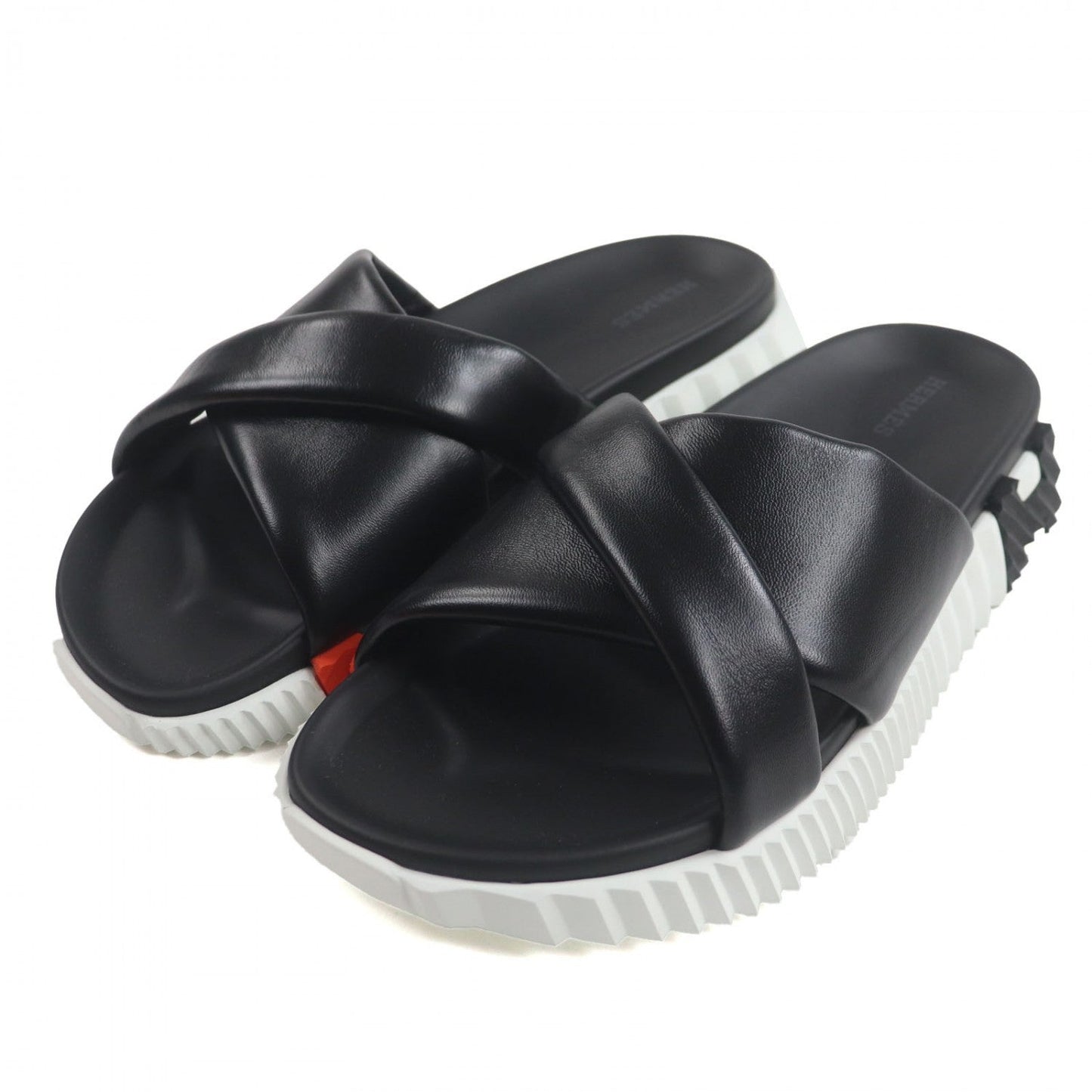 HERMES Sandals leather black infrastructure 39