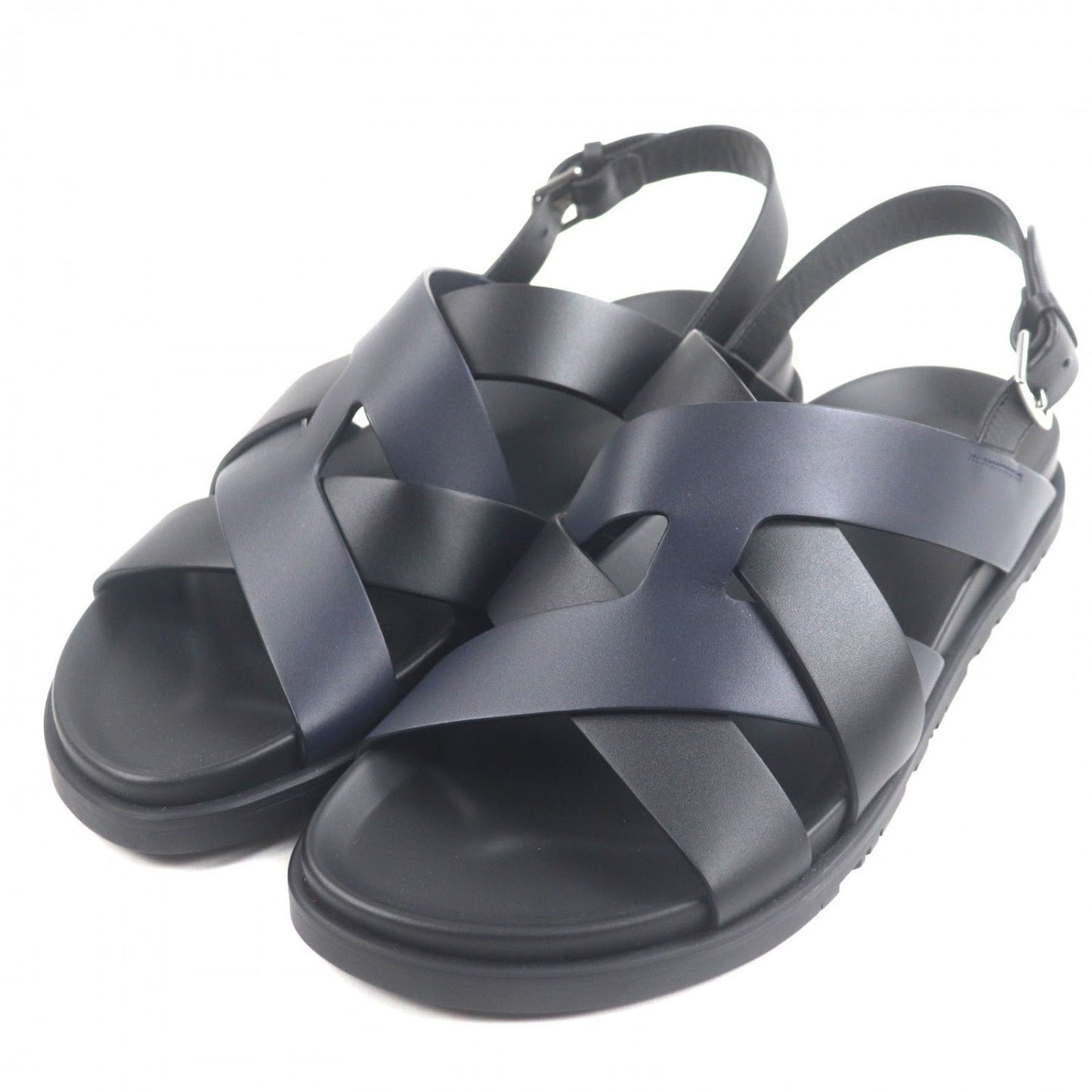 HERMES Sandals leather Black navy Hercules 44