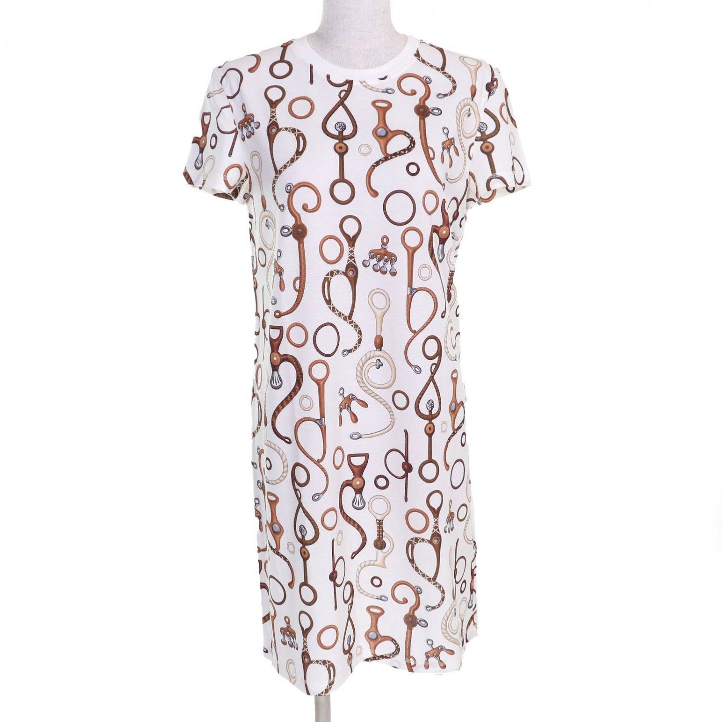 HERMES one piece 4E4527DN cotton White Brown type Panoply du Cuir 36