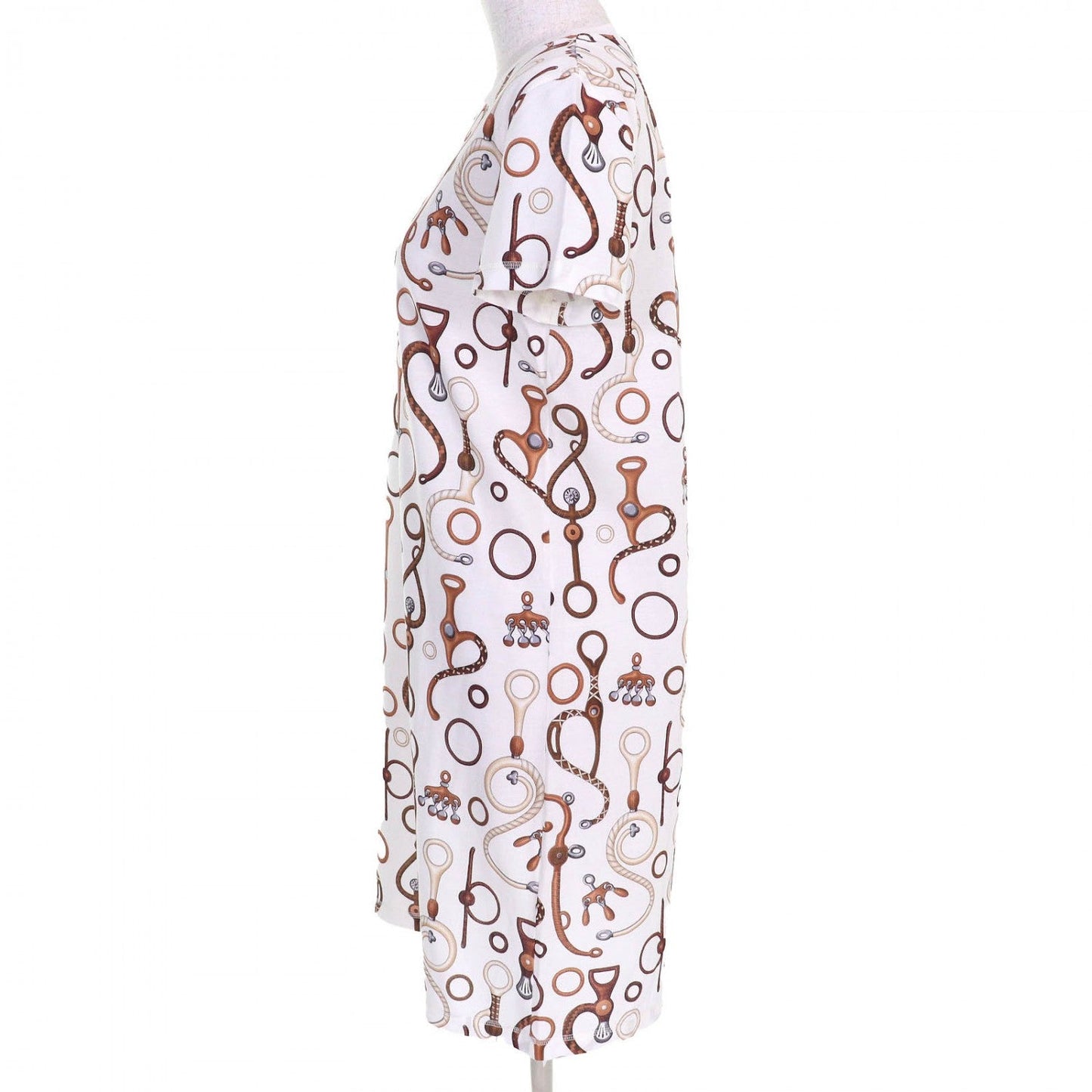 HERMES one piece 4E4527DN cotton White Brown type Panoply du Cuir 36