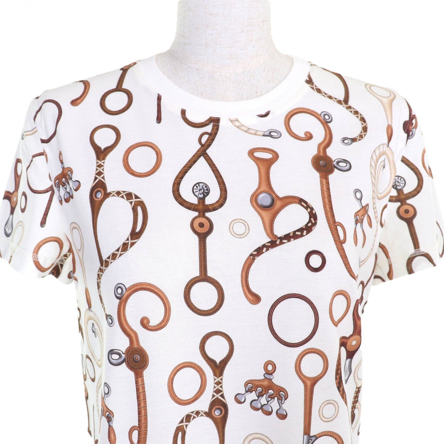 HERMES one piece 4E4527DN cotton White Brown type Panoply du Cuir 36