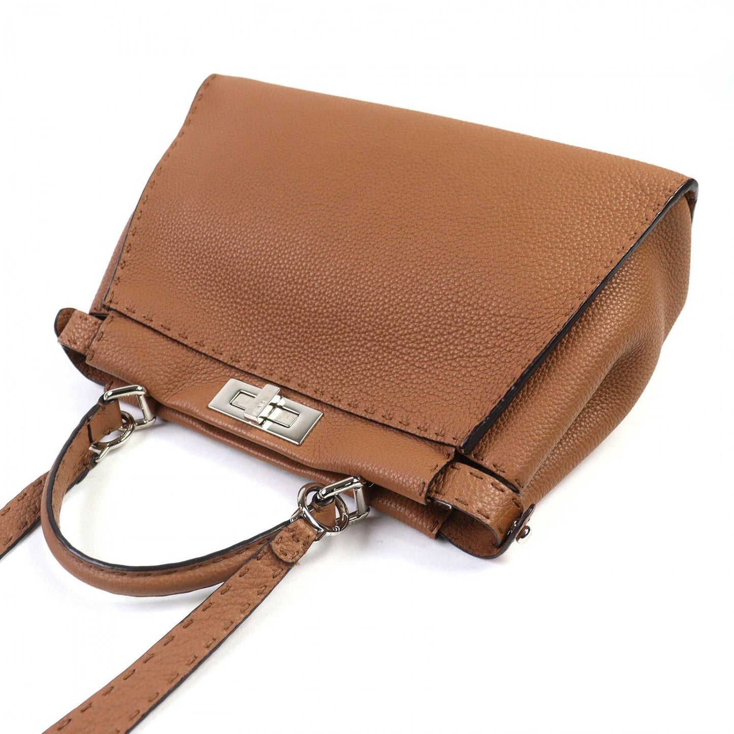 FENDI Shoulder Bag 8BN290 leather Brown PEEKABOO Regular