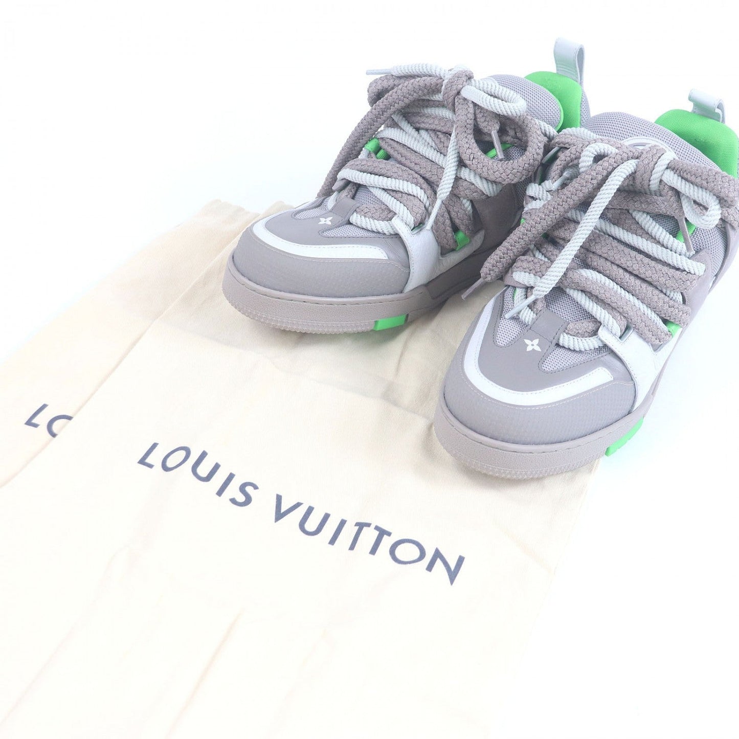 LOUIS VUITTON Low cut sneakers leather gray LV Skate Line 9.5