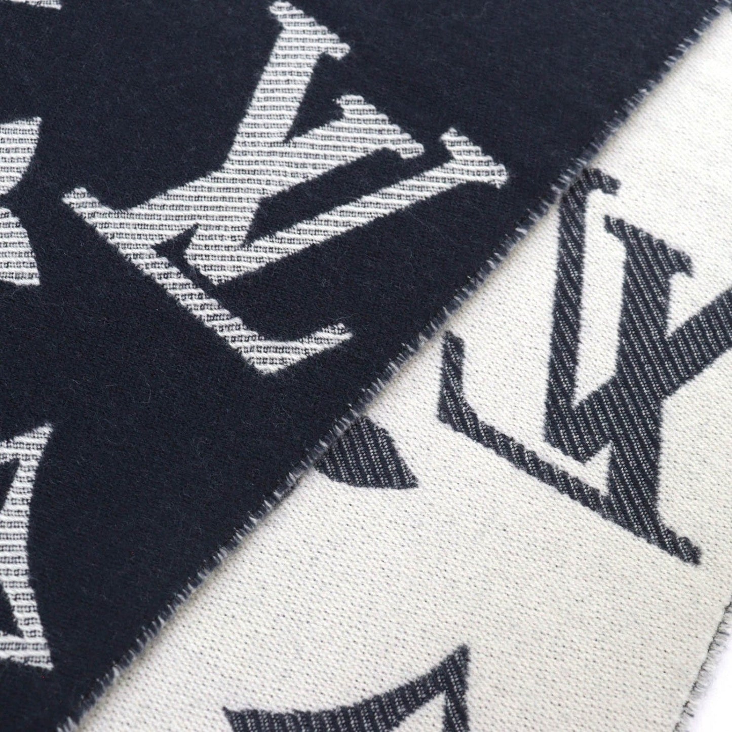 LOUIS VUITTON Scarf M79503 wool Navy LV Essential Scarf 170Ã34cm