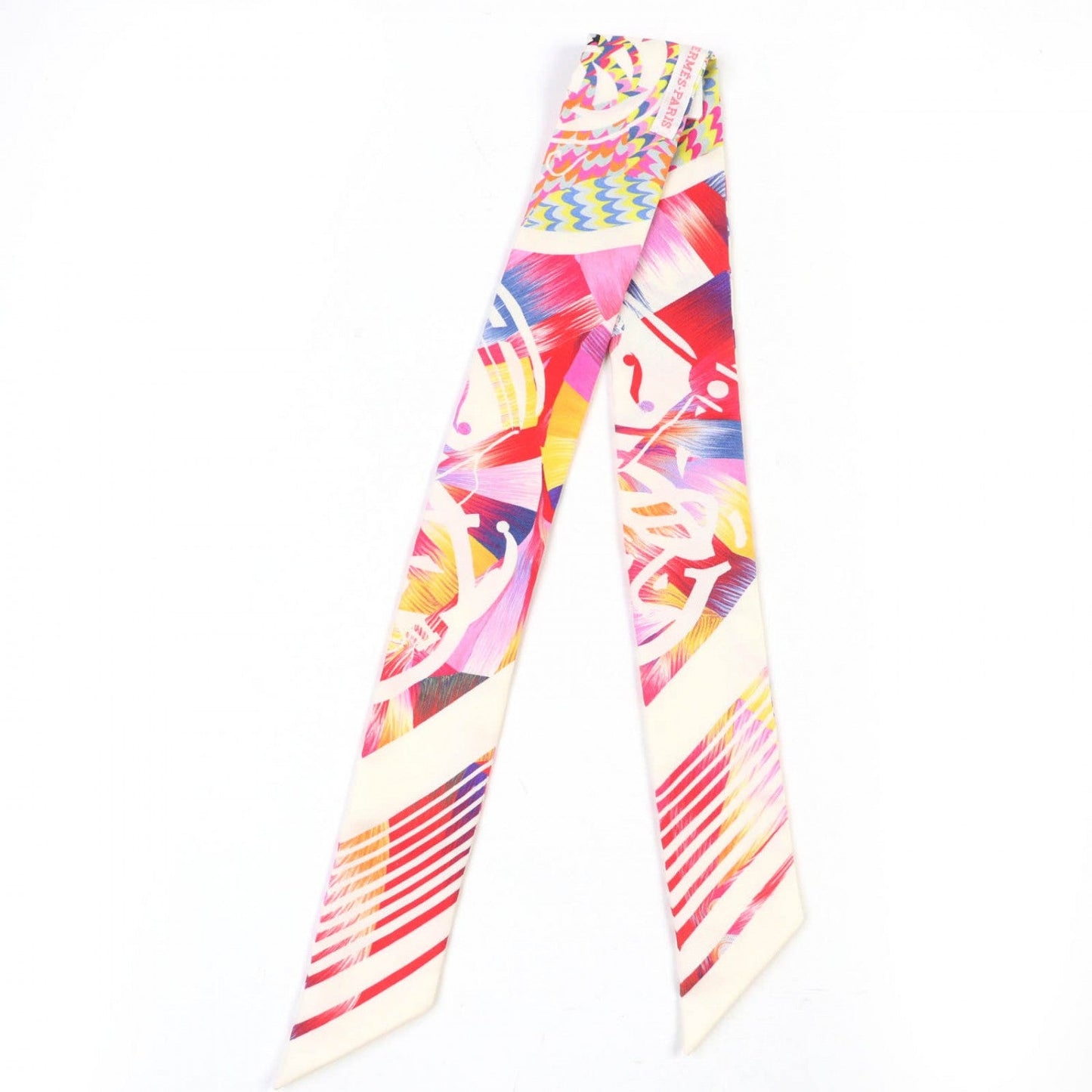 HERMES scarf silk Rose/Blanc/Blue Twilly EX-LIBRIS MARBLE Kyoto Marble Limited Edition