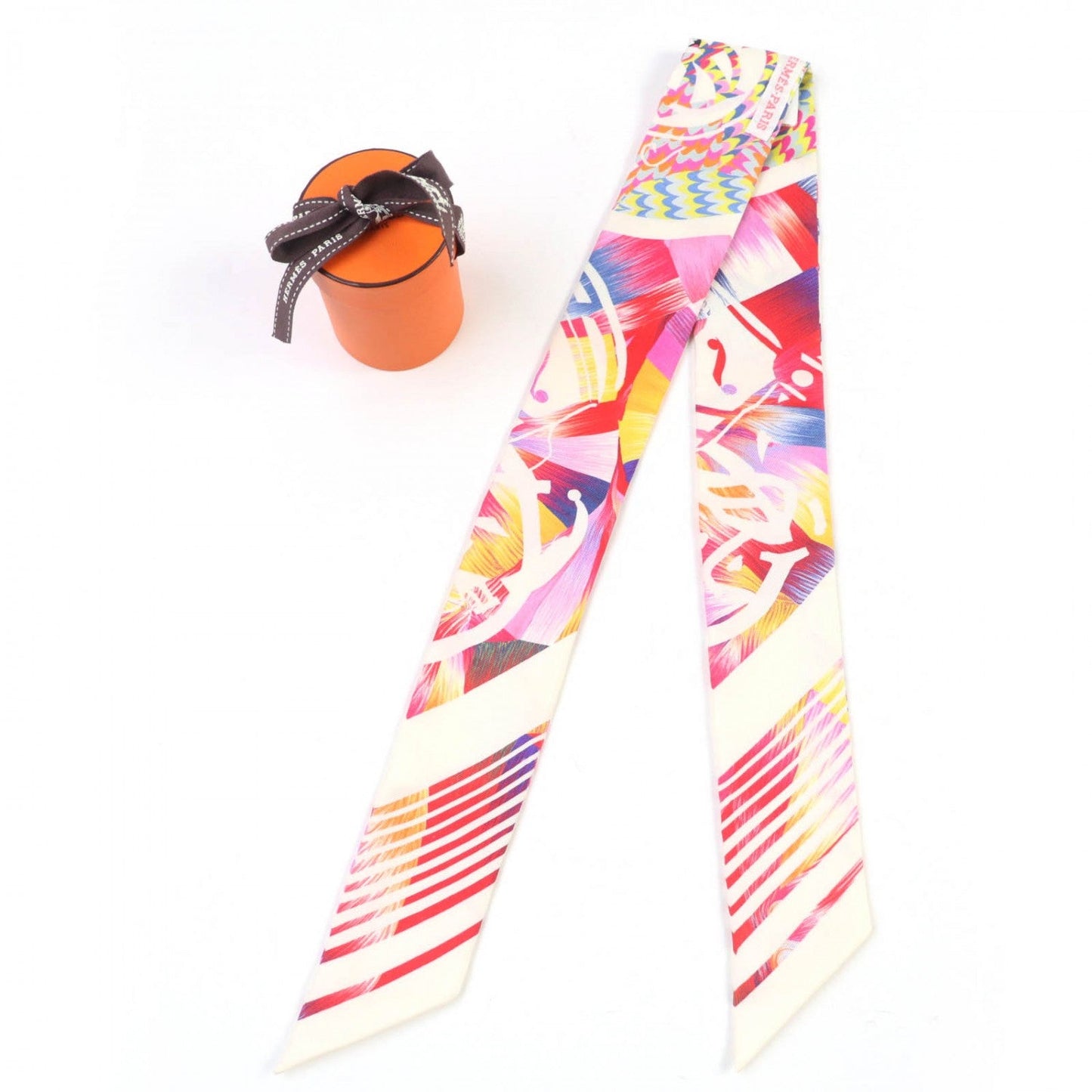 HERMES scarf silk Rose/Blanc/Blue Twilly EX-LIBRIS MARBLE Kyoto Marble Limited Edition