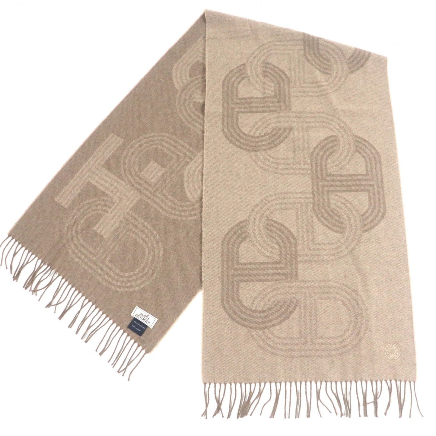 HERMES Scarf cashmere Brown 24th circuit