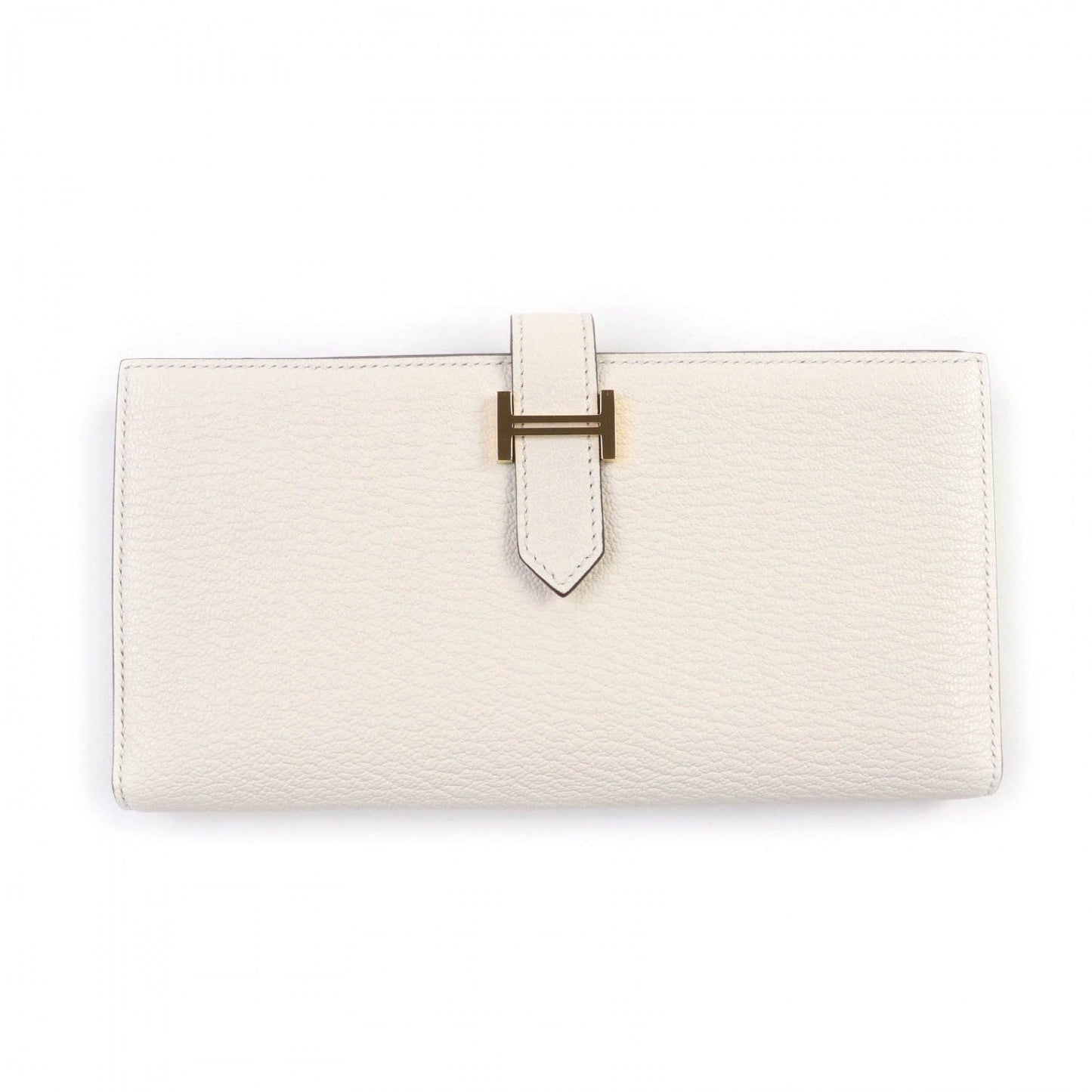 HERMES Long Wallet Purse Shave Ivory Beansufla