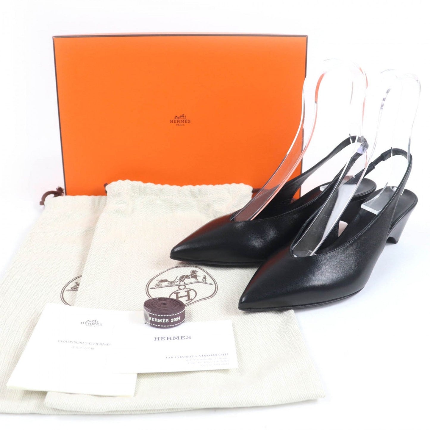 HERMES pumps leather black Antim 55 36