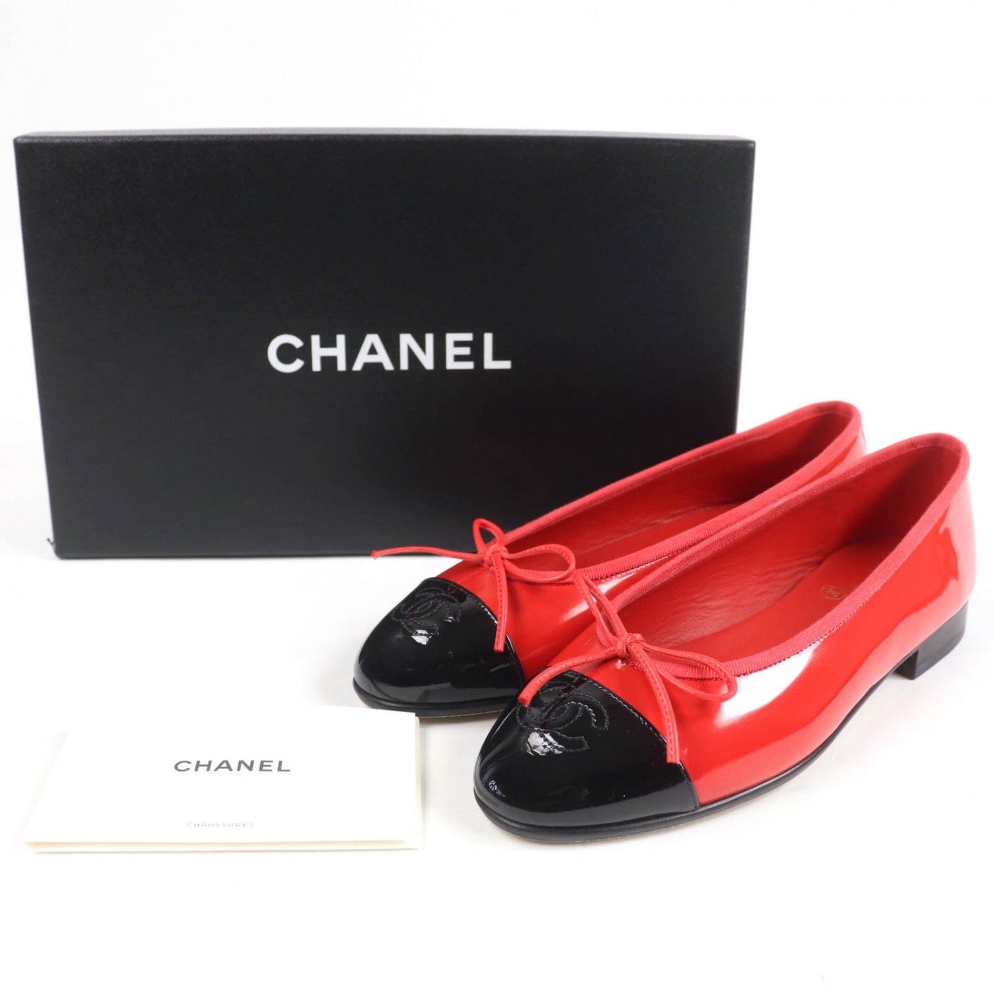 CHANEL Ballet shoes G02819 Patent leather Red black 36