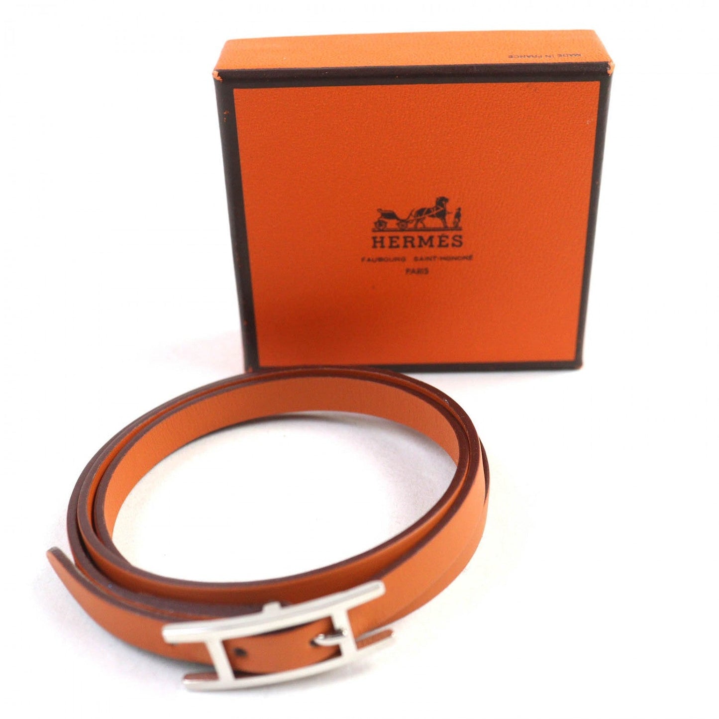 HERMES bracelet leather Orange Appi 3