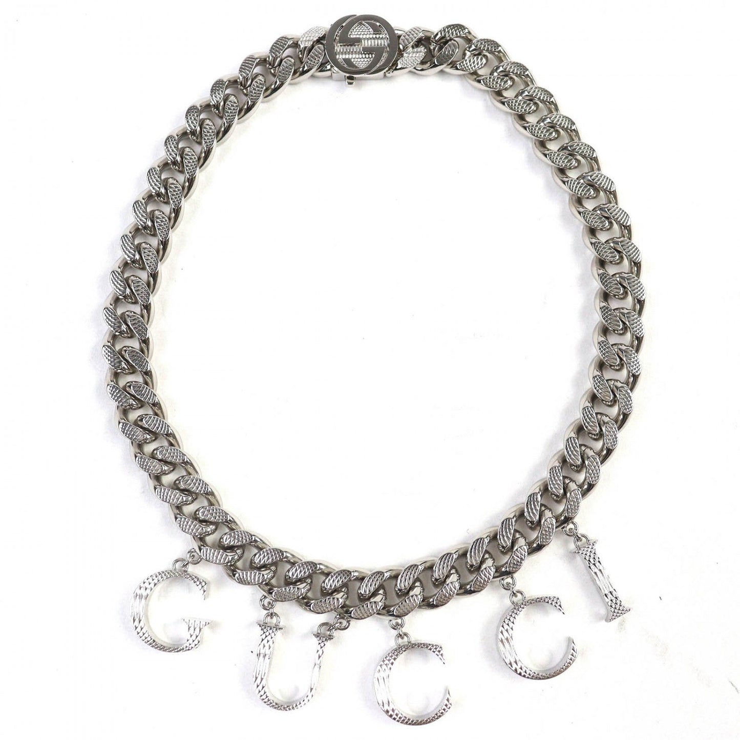 GUCCI choker 675769 ã¼ Silver script logo choker