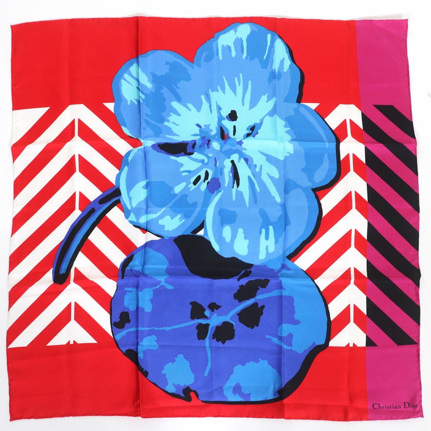 Christian Dior scarf 22FLP070I615 silk red blue pink D-Flower pop D-Flower pop