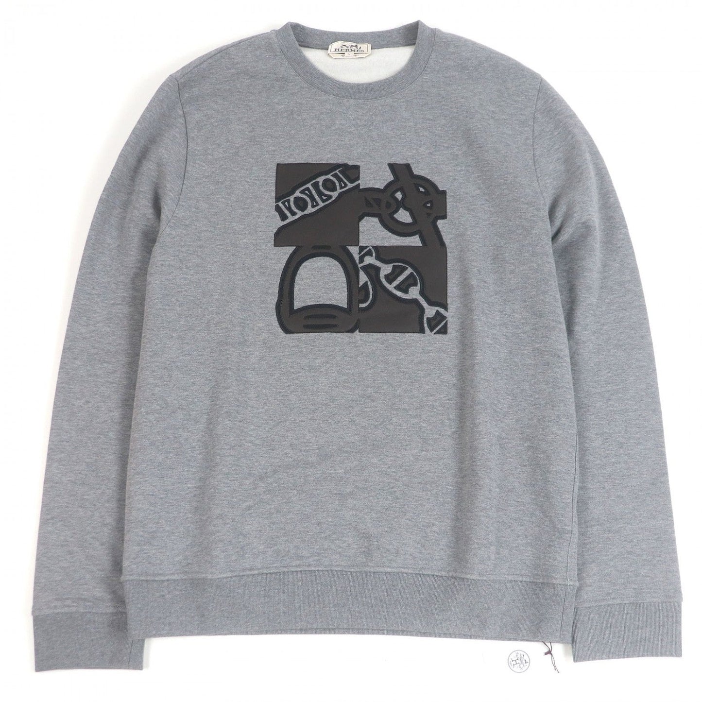 HERMES sweat cotton gray Metallerie au Carre L
