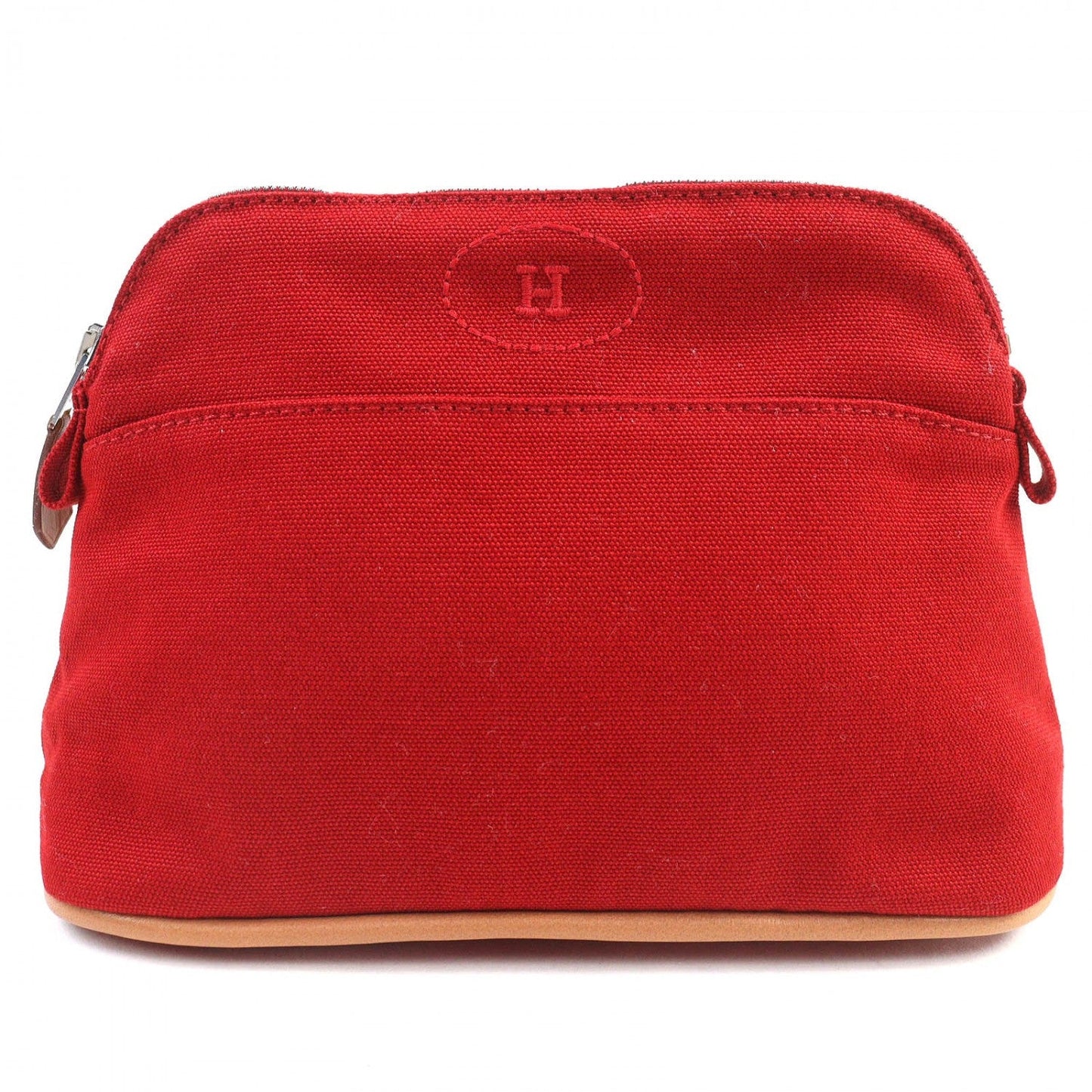 HERMES Cosmetics Pouch cotton Red Bored porch PM