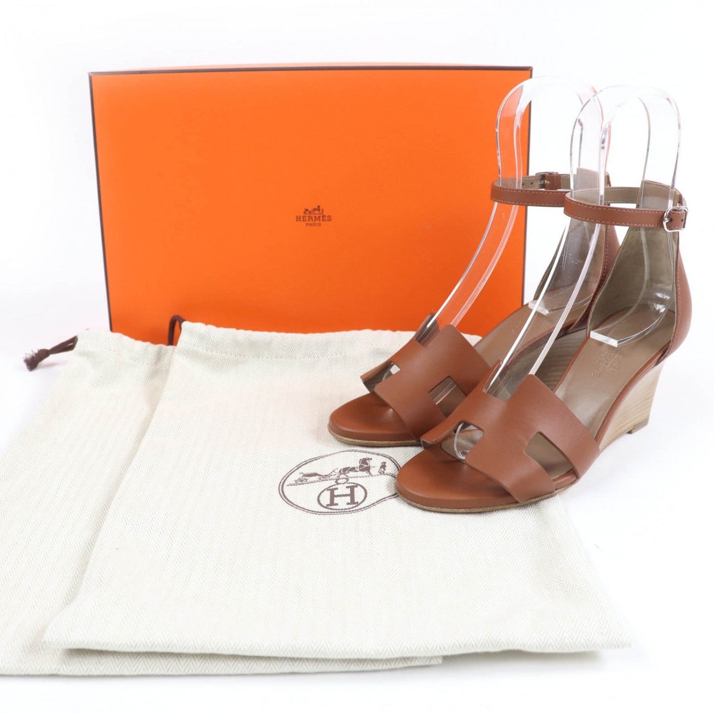 HERMES Sandals Calf leather gold legend 34