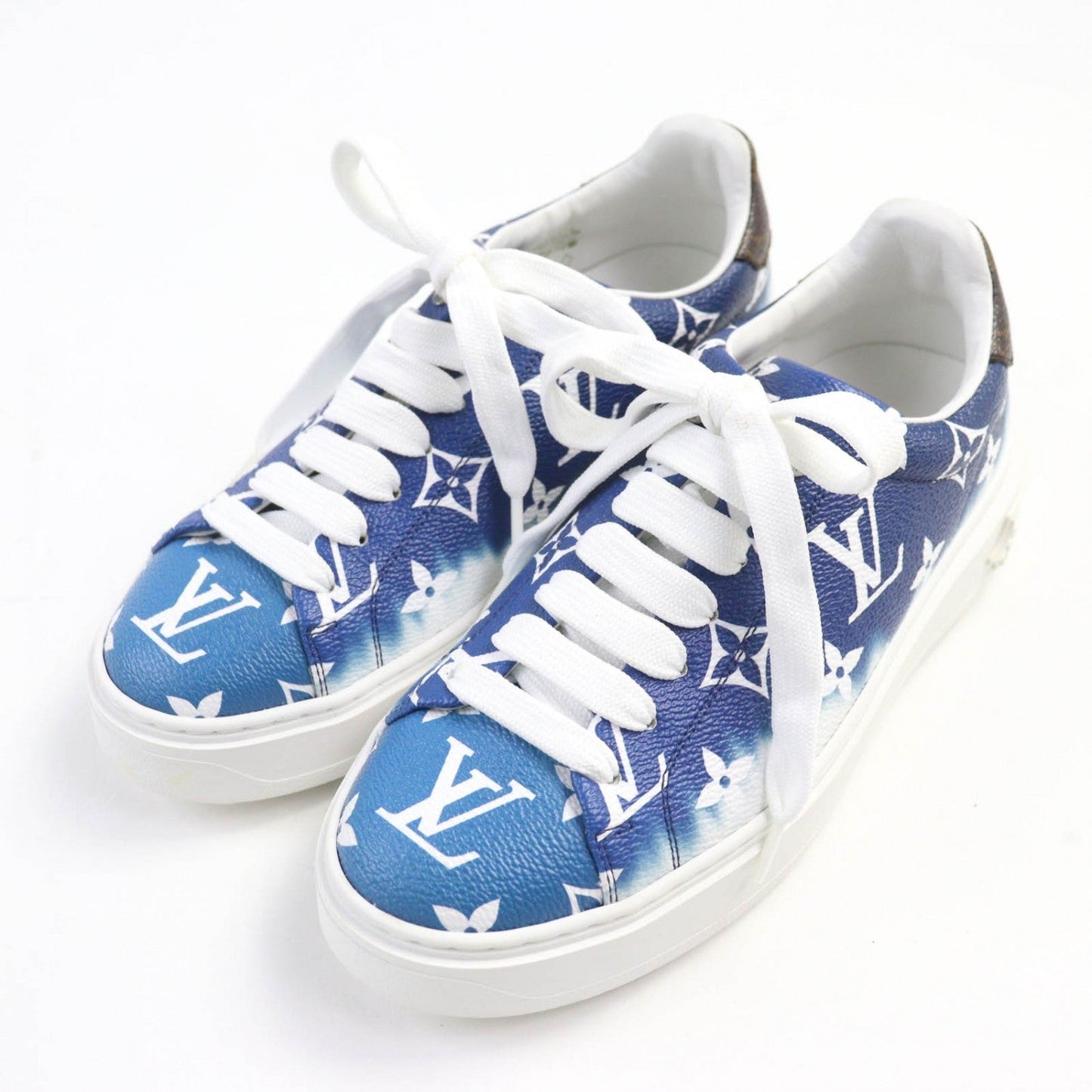 LOUIS VUITTON sneakers leather blue Timeout line 34.5