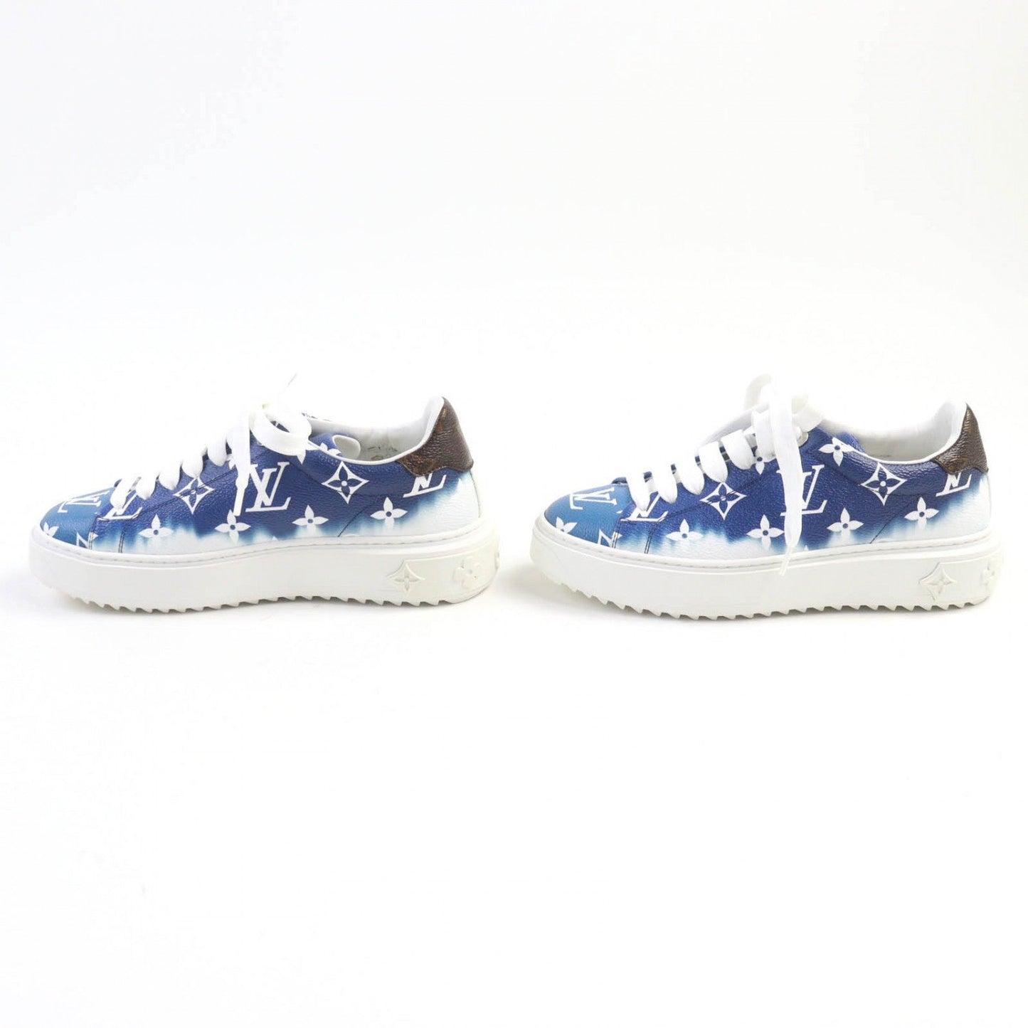 LOUIS VUITTON sneakers leather blue Timeout line 34.5