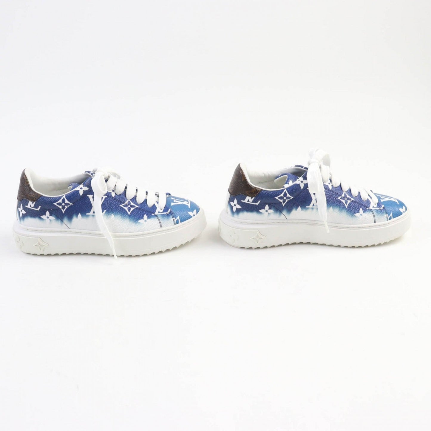 LOUIS VUITTON sneakers leather blue Timeout line 34.5