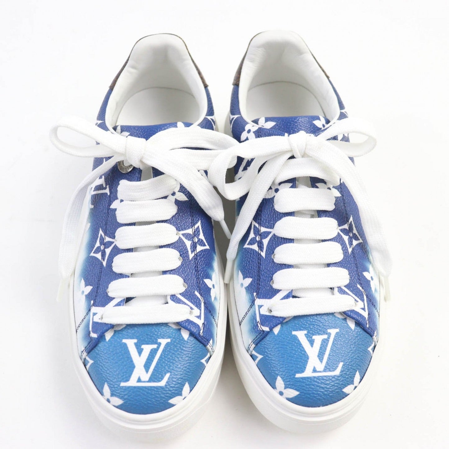 LOUIS VUITTON sneakers leather blue Timeout line 34.5
