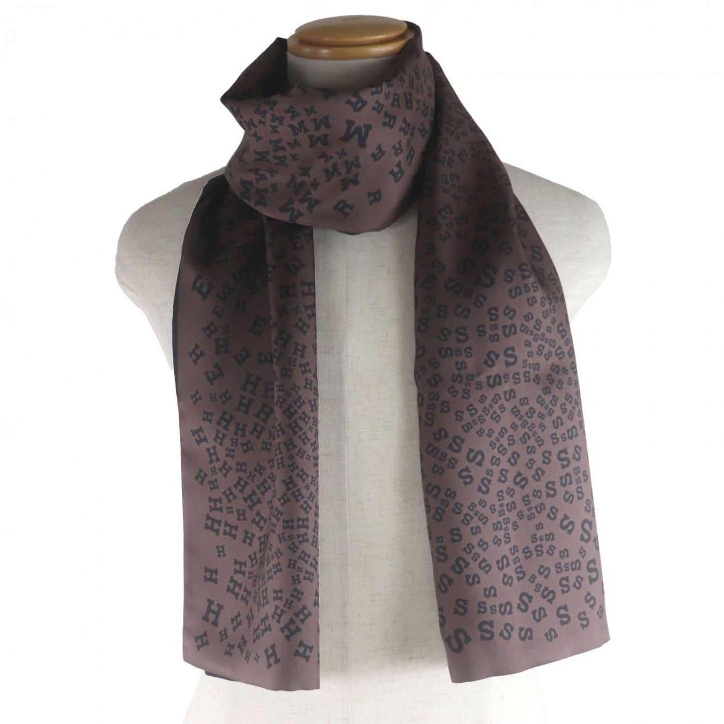 HERMES scarf silk Brown black