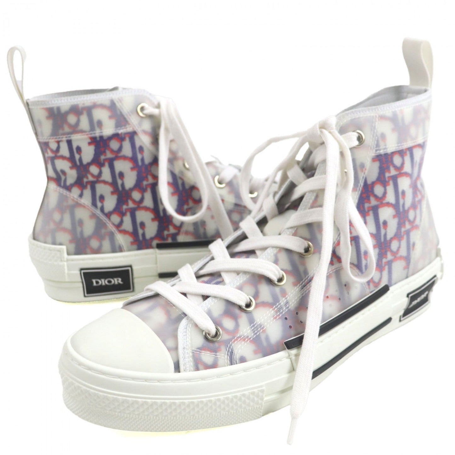 Dior HOMME High cut sneakers canvas White navy red B23 40
