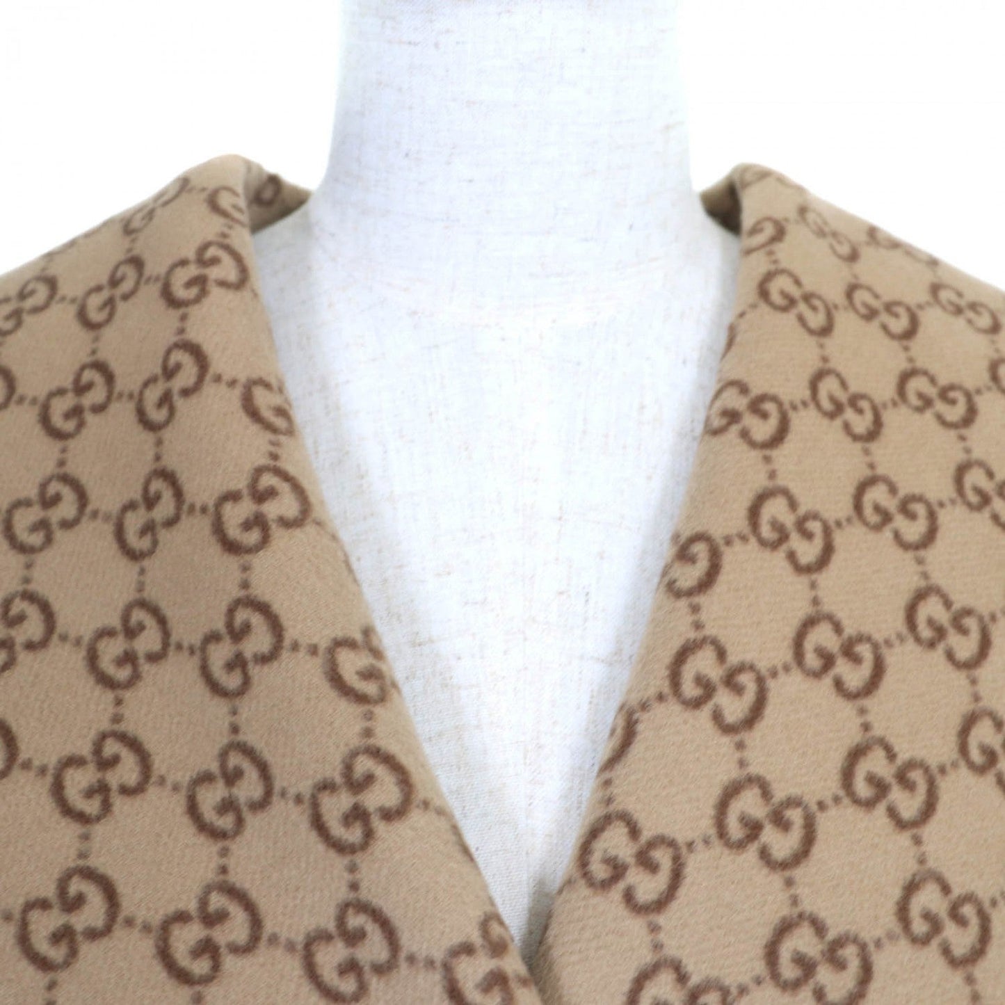 GUCCI coat 793634 wool Camel Reversible wool-blend GG silk coat 38