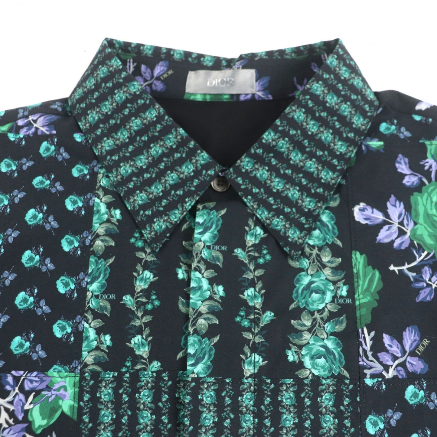 Dior HOMME Short sleeve shirt 293C517A5679 cotton Green black 40
