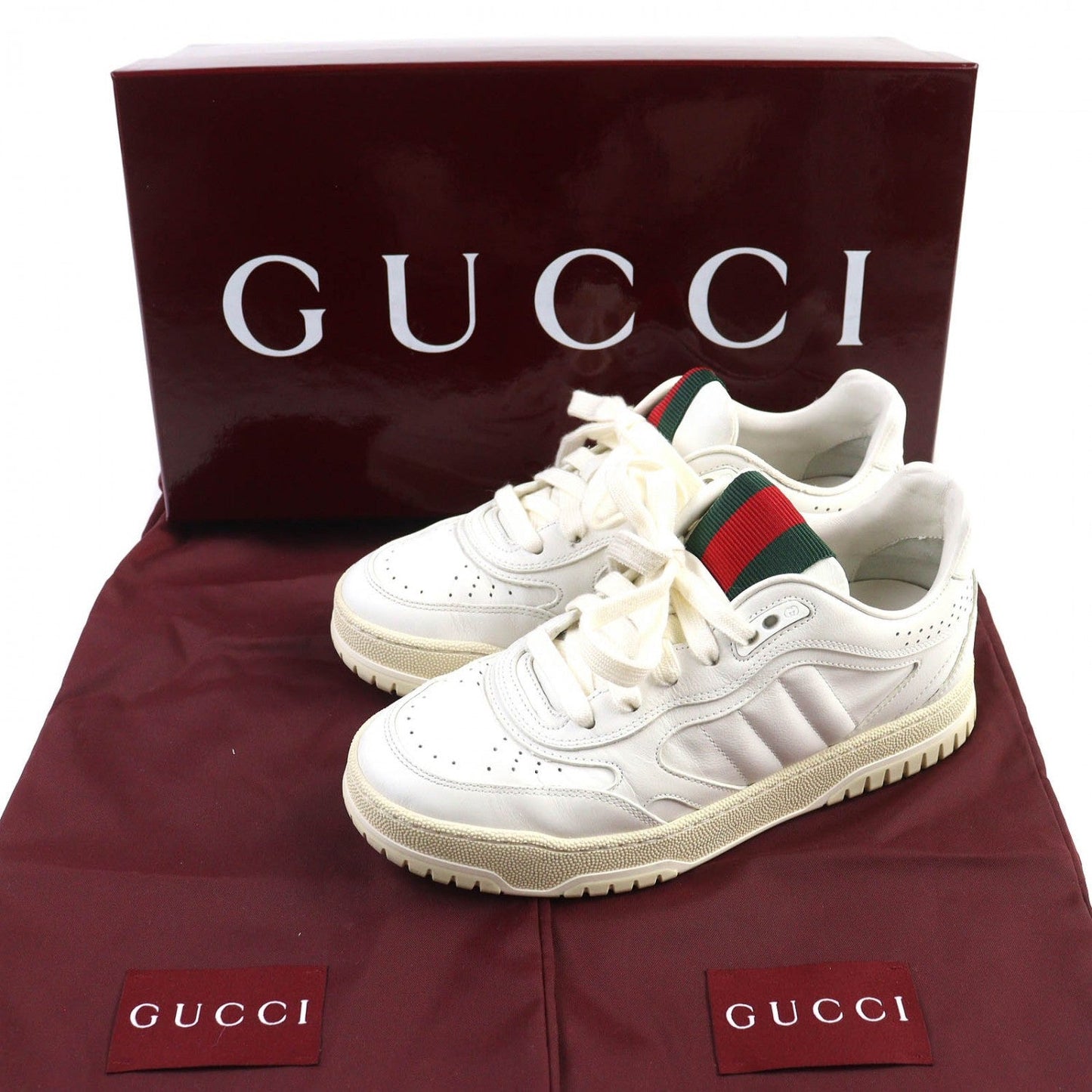 GUCCI sneakers 785728 leather White type Reweb 36.5