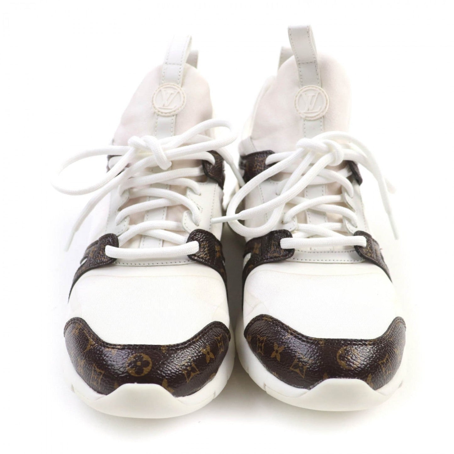 LOUIS VUITTON sneakers Monogram leather White brown After game line 35.5