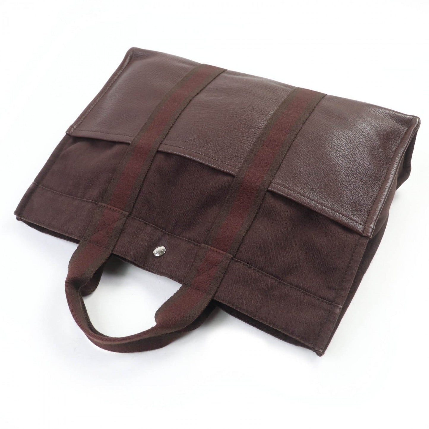 HERMES Tote Bag cotton Brown Fool Toe MM