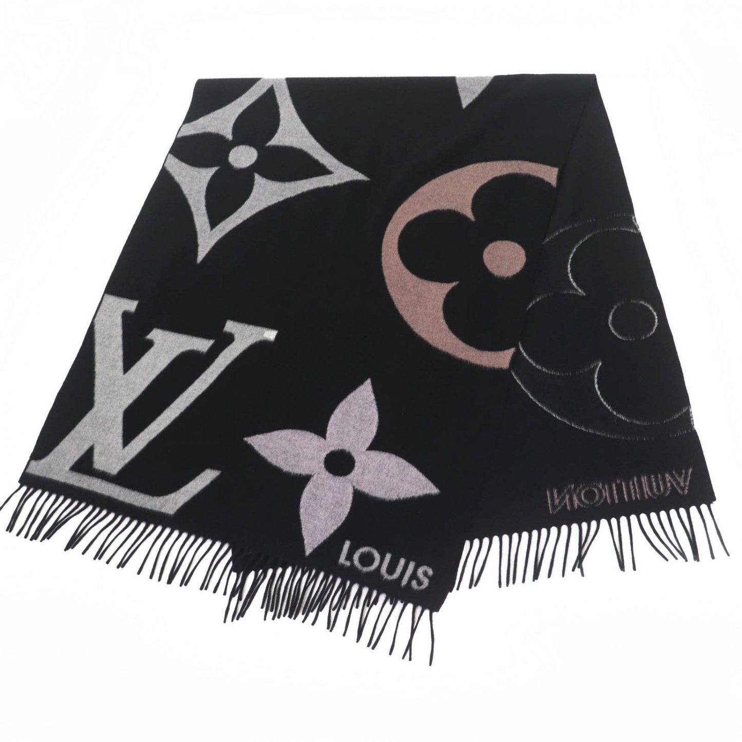 LOUIS VUITTON Scarf M76383 cashmere Noir Echarpe The Ultimate Muffler