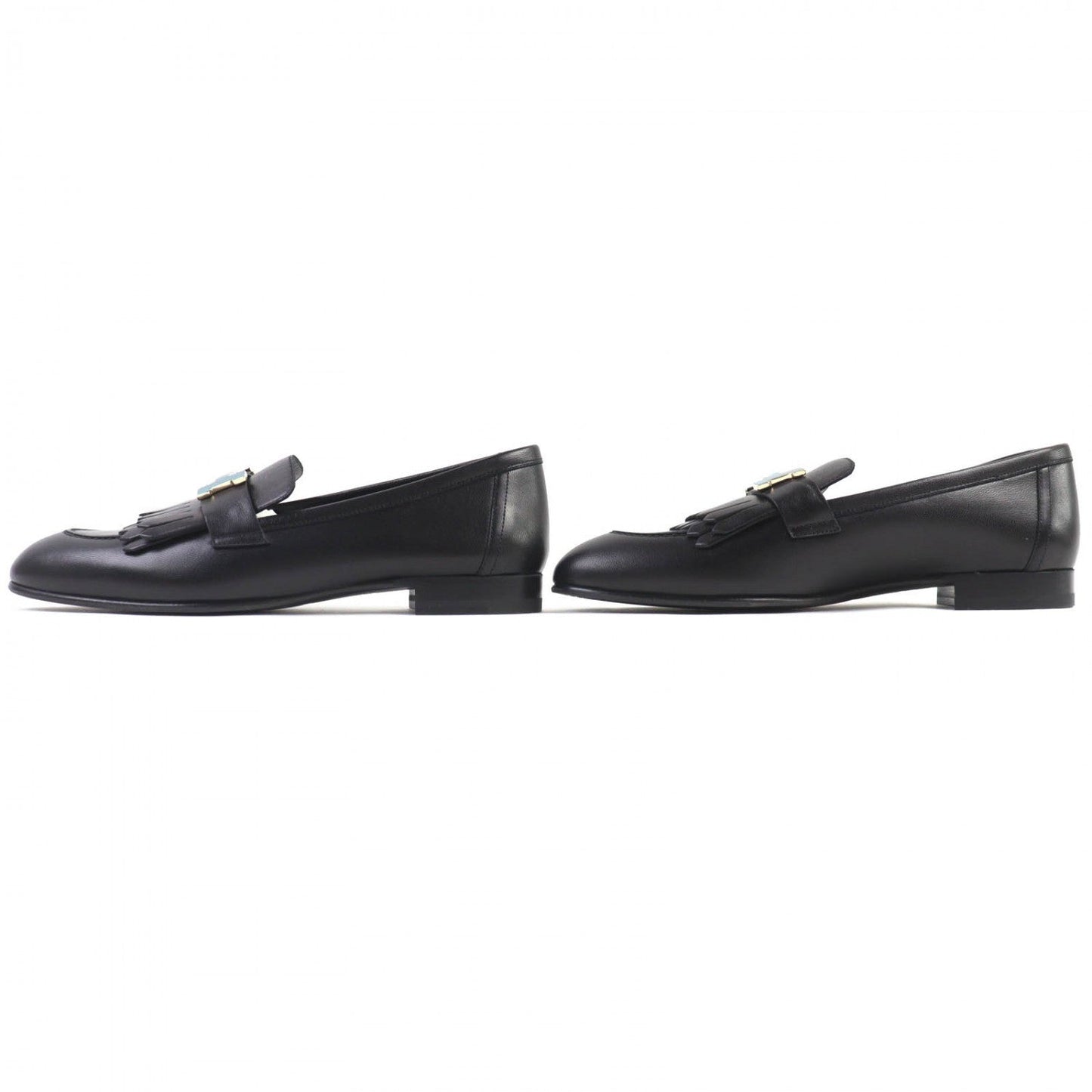 HERMES loafers leather black Royal 37