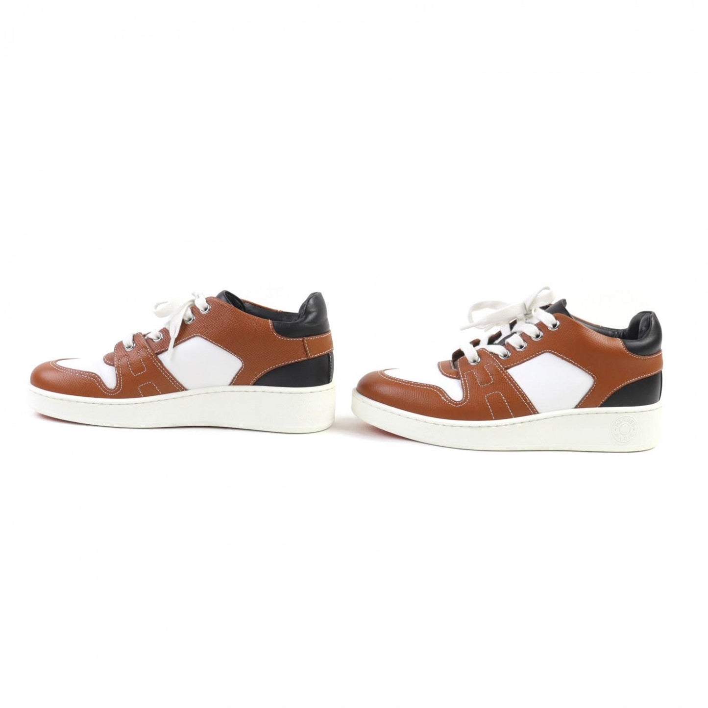 HERMES sneakers 222168Z leather White brown Free Free 35.5