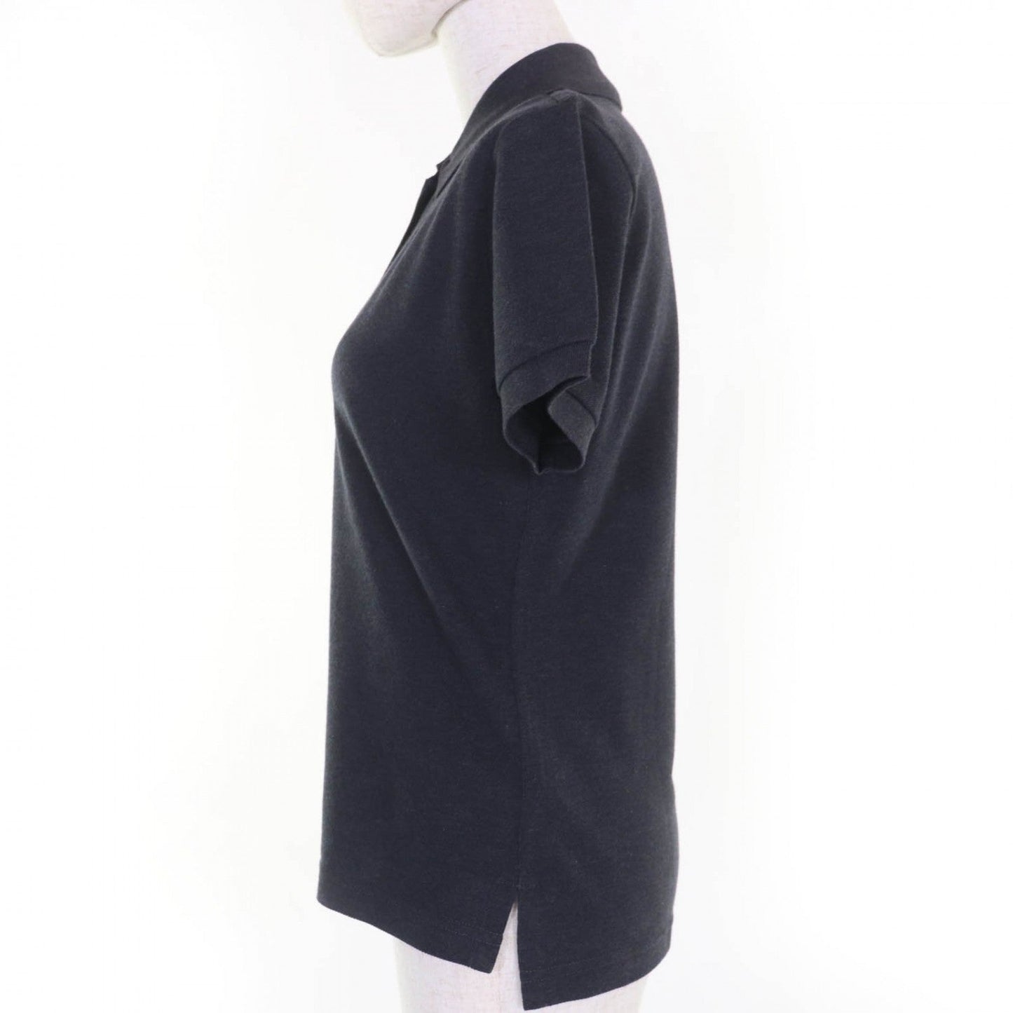HERMES Short sleeve polo shirt cotton Charcoal gray SELLIER M