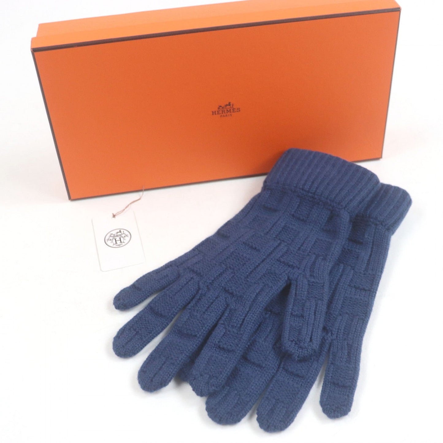 HERMES gloves cashmere Navy M